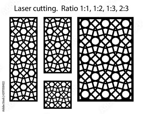 Lazer pattern.Cnc geometric template set. Laser cutting vector pattern. Panels and screens for cnc cut.