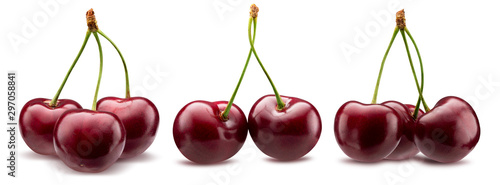 collection of sweet cherries isolated on a white background