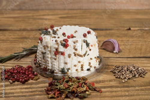 cheese with spices and wine