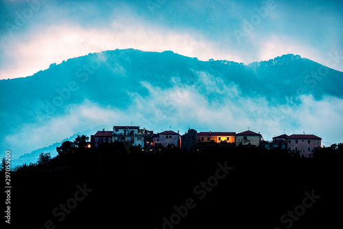 Village at night Italy Ligurien