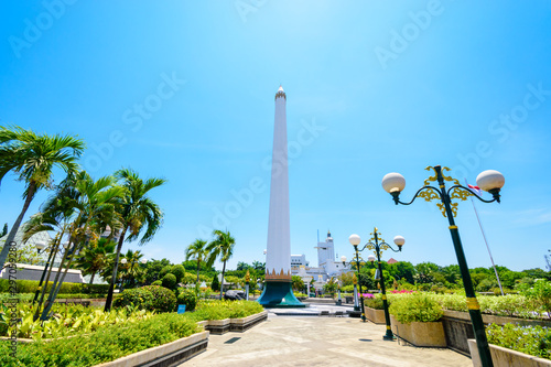 Heroes Monument Tugu Pahlawan memorial park museum of war against The Allies of World War II as a tourist historical destination in surabaya, east java, indonesia photo