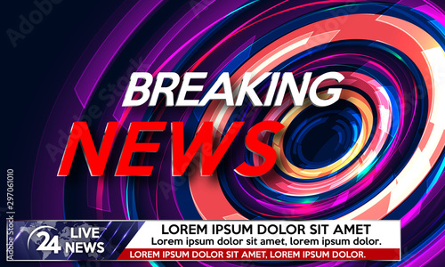 Background screen saver on breaking news. Breaking news live on world map on the futuristic and modern  background. Vector illustration.