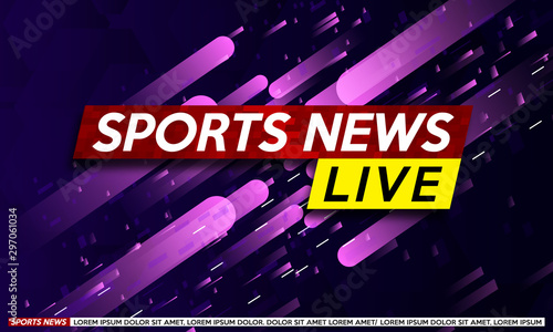 Background screen saver on sports  breaking news. Breaking sports news live on the modern pink background. Vector illustration.