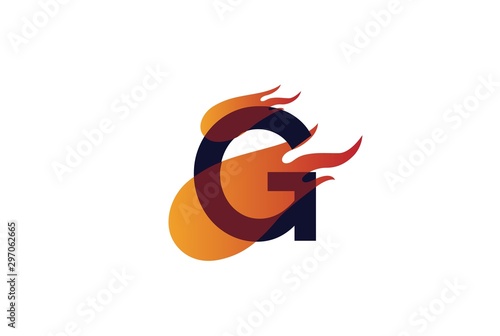 Initial letter logo orange fire flame logo template