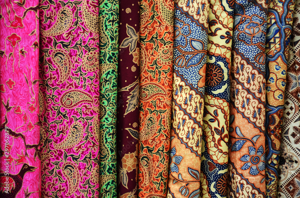 Traditional batik fabric which made from cotton or silk in Bali Stock Photo