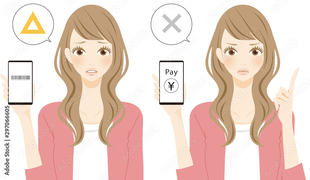 キャッシュレス決済のトラブル　質問　課題を説明する女性　ポイント