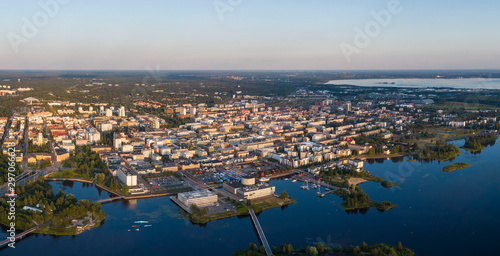 Aerial view of the Oulu city in Finland