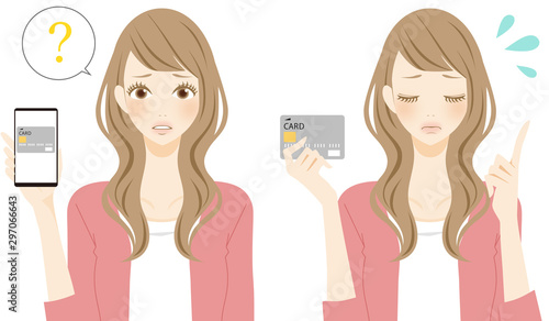 トラブル 困る カード決済 クレジット キャッシュレス スマホでショッピングをする女性 イラスト Stock Illustration Adobe Stock