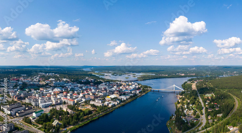 Aerial view of Rovaniemi city in northern Finland photo