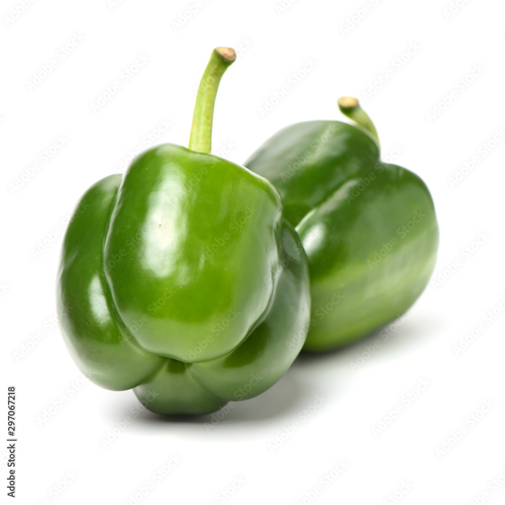 fresh green bell pepper (capsicum) on a white background fresh green bell pepper (capsicum) on a white background