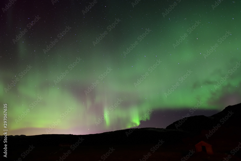 Aurora curtain sky in iceland