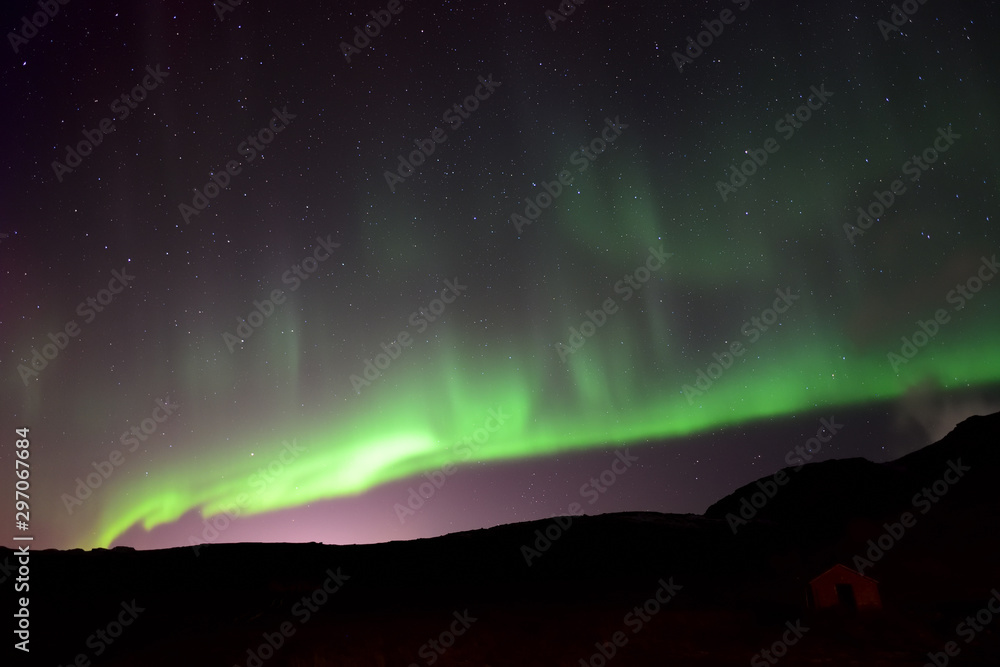 Aurora curtain sky in iceland