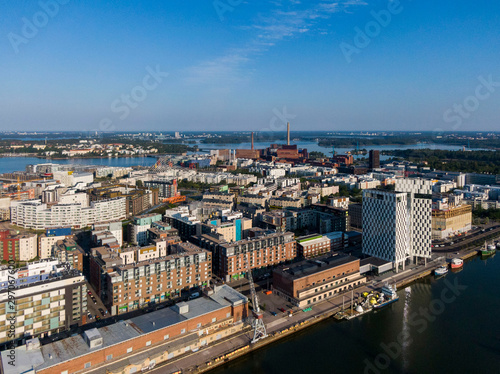 Aerial view of Jatkasaari, a modern urban district in Helsinki © Iurii