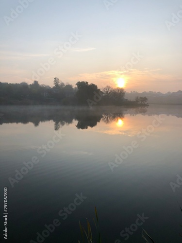 sunset over lake