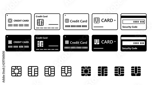 カード、クレカ、クレジットカードアイコンセット白黒