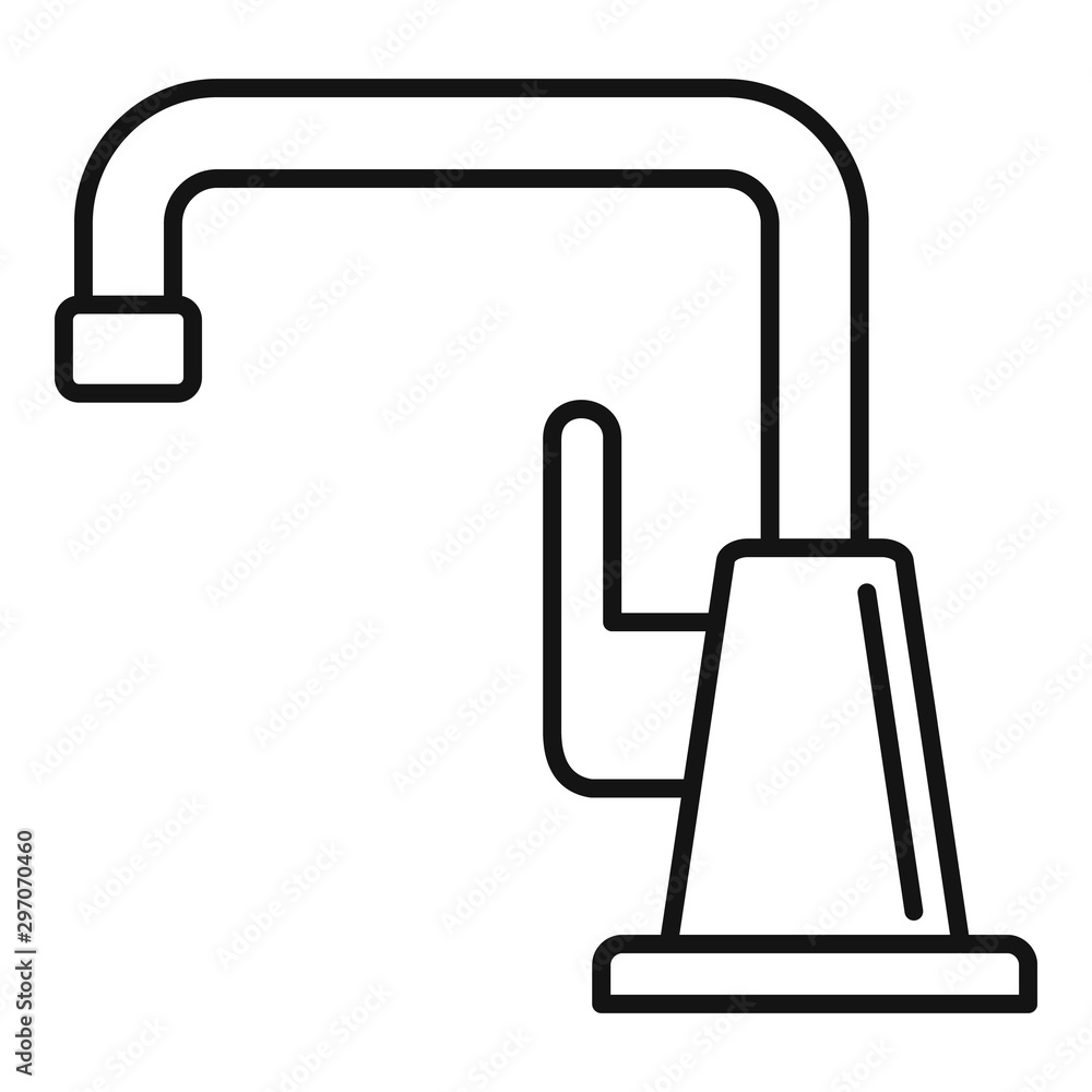Chrome faucet icon. Outline chrome faucet vector icon for web design isolated on white background Chrome faucet icon. Outline chrome faucet vector icon for web design isolated on white background