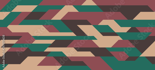 Geometric futuristic camouflage pattern, abstract seamless background. Urban clothing style, masking camo repeat print. Vector texture