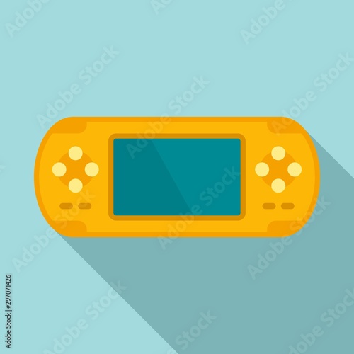 Yellow portable console icon. Flat illustration of yellow portable console vector icon for web design
