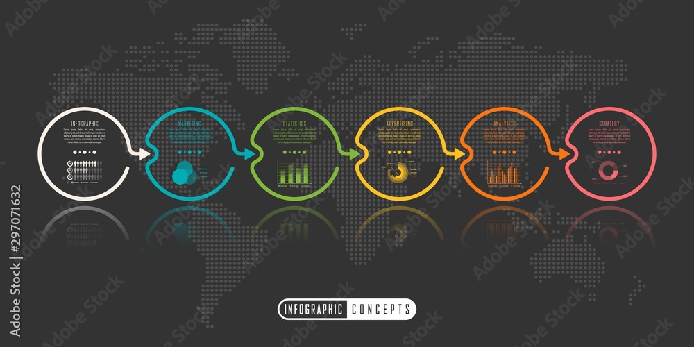 Naklejka premium Infographic timeline template can be used for chart, diagram, web design, presentation, advertising, history. Vector infographic illustration