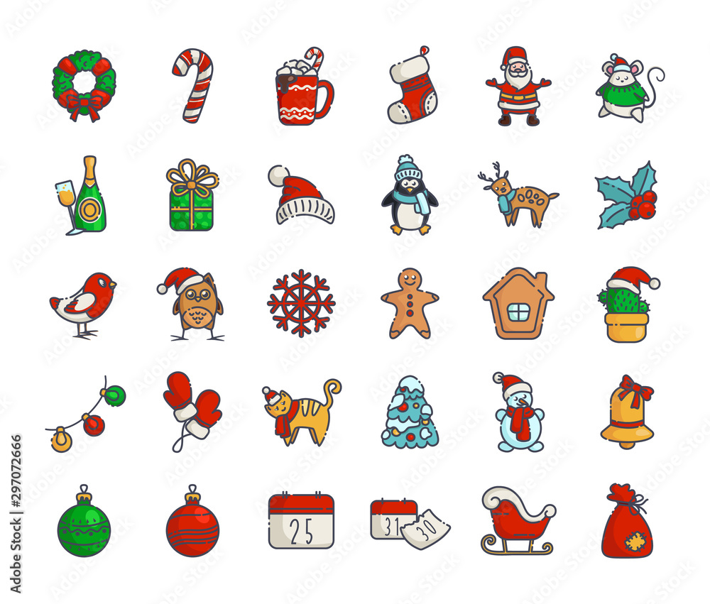 vector kawaii Christmas collection vector kawaii Christmas collection