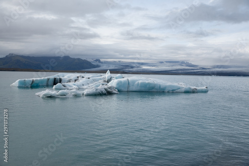 Icebergs in the Jökulsárlón glacier lake in Iceland in winter. Photographed at cloud. © bannkie