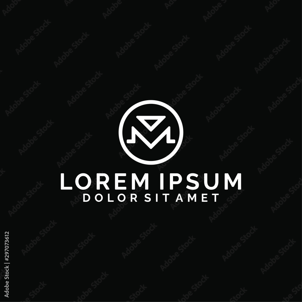 Initial letter M logo template with rounded circle line art symbol in flat design monogram illustration Initial letter M logo template with rounded circle line art symbol in flat design monogram illustration