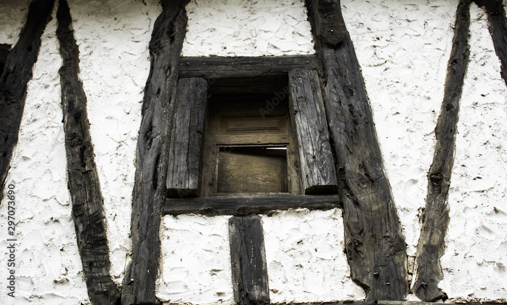 Closed wooden window Closed wooden window