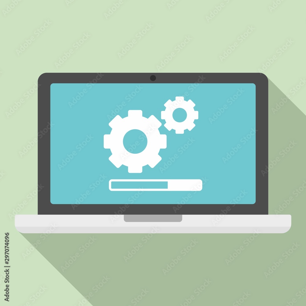 Laptop software update icon. Flat illustration of laptop software update vector icon for web design Laptop software update icon. Flat illustration of laptop software update vector icon for web design