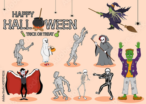 collection set of halloween monster costume