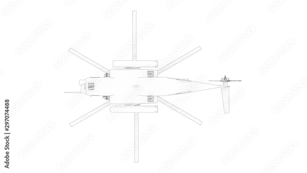 3d rendering of a large combat helicopter isolated in white background 3d rendering of a large combat helicopter isolated in white background