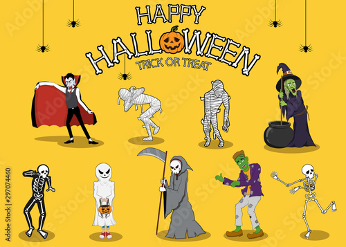 collection set of halloween monster costume