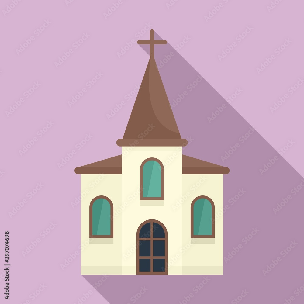 Wood church icon. Flat illustration of wood church vector icon for web design