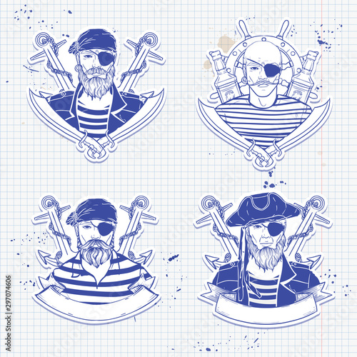 Sketch set of pirate