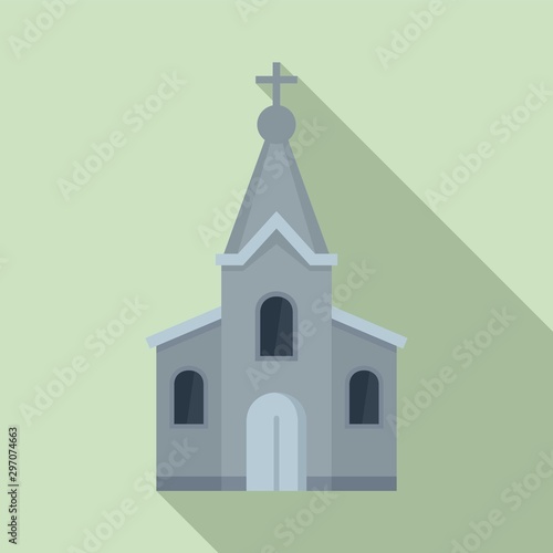 Stone church icon. Flat illustration of stone church vector icon for web design