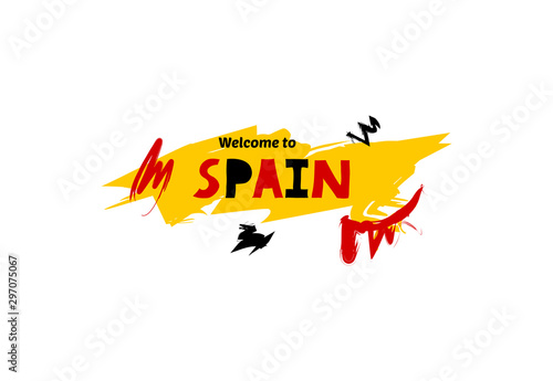 Welcome to Spain. Name country template design for greeting card, banner, poster.