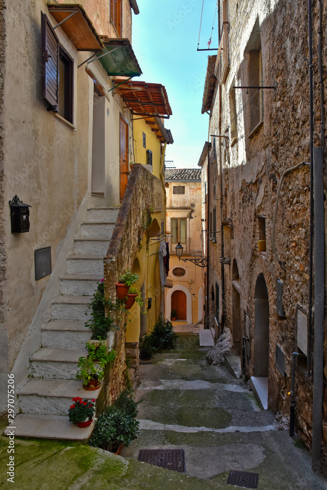 Maranola, Italy, 10/19/2019. Tourist trip in an ancient medieval town