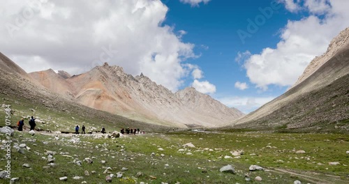 4k timelapse of amazing views during the way to ritual kora (yatra) around sacred mount Kailas.Asiz, China, Tibet
