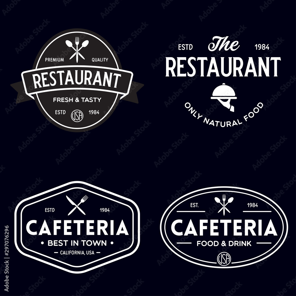 Vintage Restaurant Logos Design Templates Set. Vector design elements, Restaurant and Cafe icons.