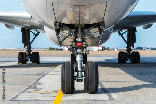 Airplane view from landing gear