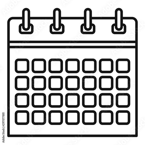 Office calendar icon. Outline office calendar vector icon for web design isolated on white background
