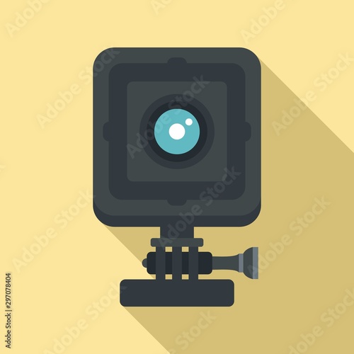 Bike action camera icon. Flat illustration of bike action camera vector icon for web design