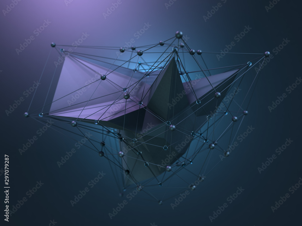 Abstract polygonal space low poly background with connecting dots and lines. 3D Abstract polygonal space low poly background with connecting dots and lines. 3D