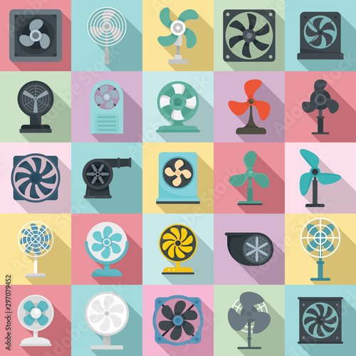 Ventilator icons set. Flat set of ventilator vector icons for web design