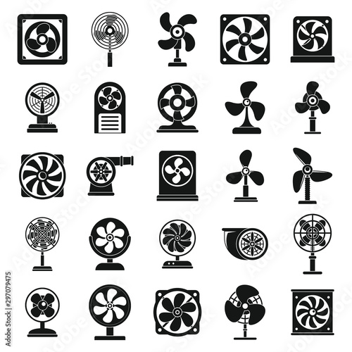Ventilator propeller icons set. Simple set of ventilator propeller vector icons for web design on white background