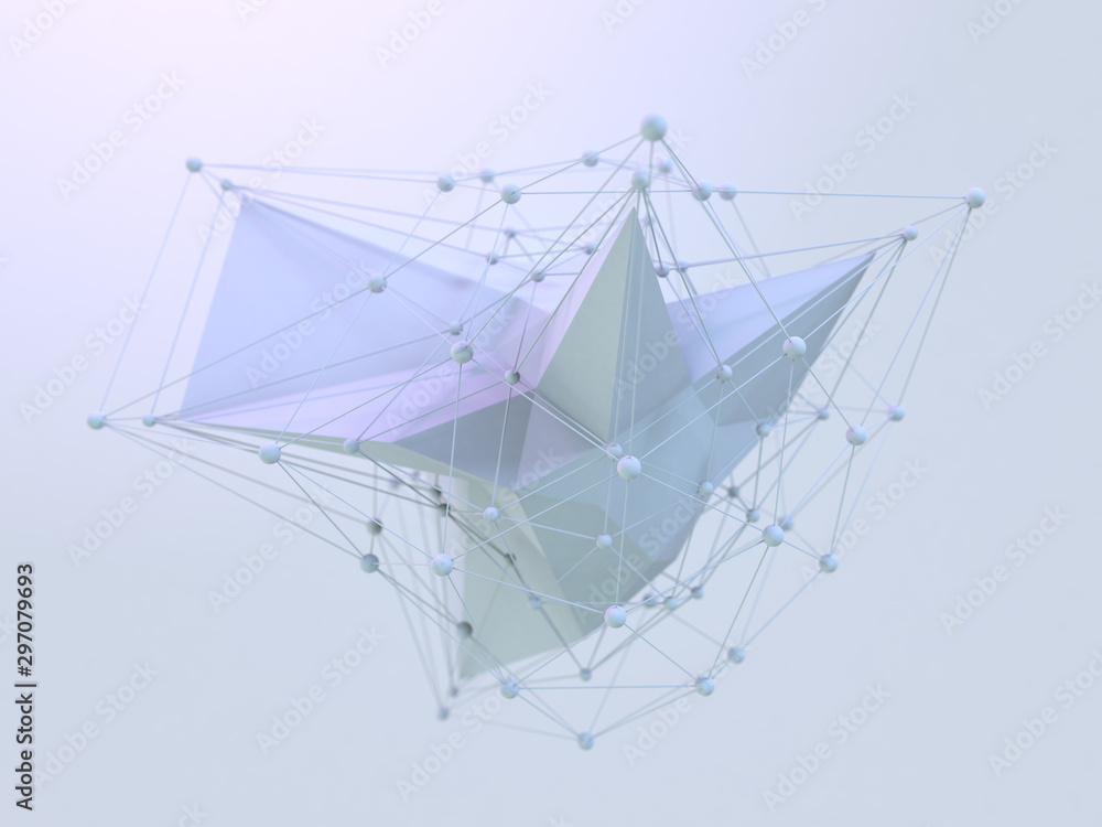Abstract polygonal space low poly background with connecting dots and lines. 3D Abstract polygonal space low poly background with connecting dots and lines. 3D