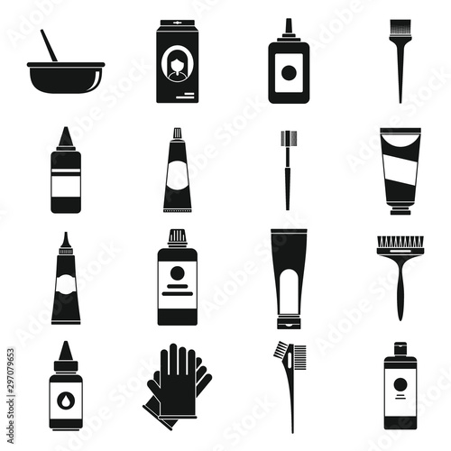 Hair dye brush icons set. Simple set of hair dye brush vector icons for web design on white background
