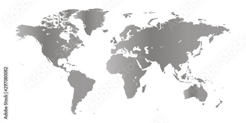 silver world map on white background. Vector EPS10