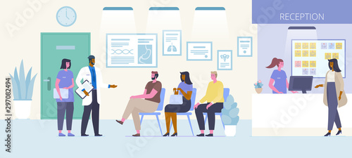 Medical center reception flat vector illustration