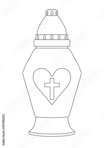 Znicz obrys kolorowanka na Święto Zmarłych, Wszystkich Świętych