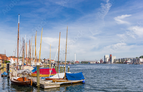 Sailing boats at the harbor of Flensburg  Germany